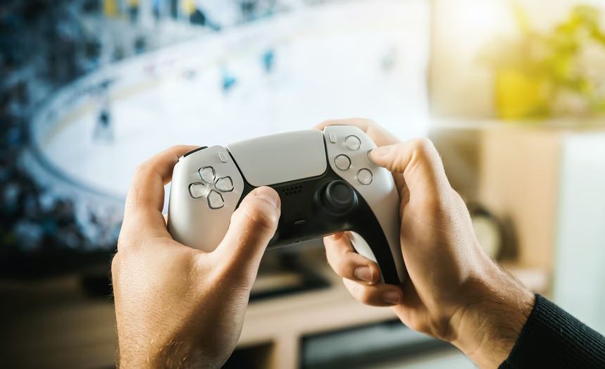 a person playing video games