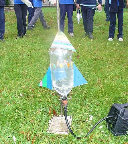 a water bottler rocket ready to launch