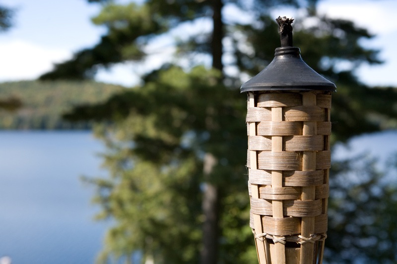 A tiki torch outside