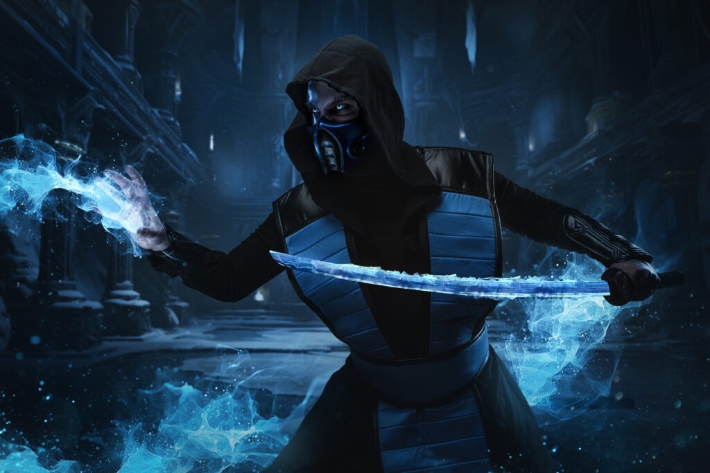 A samurai emanating blue light from his hands and katana