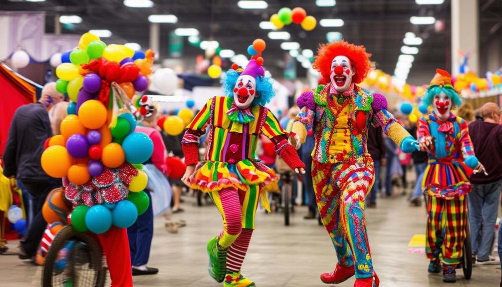 entertaining gathering of clowns
