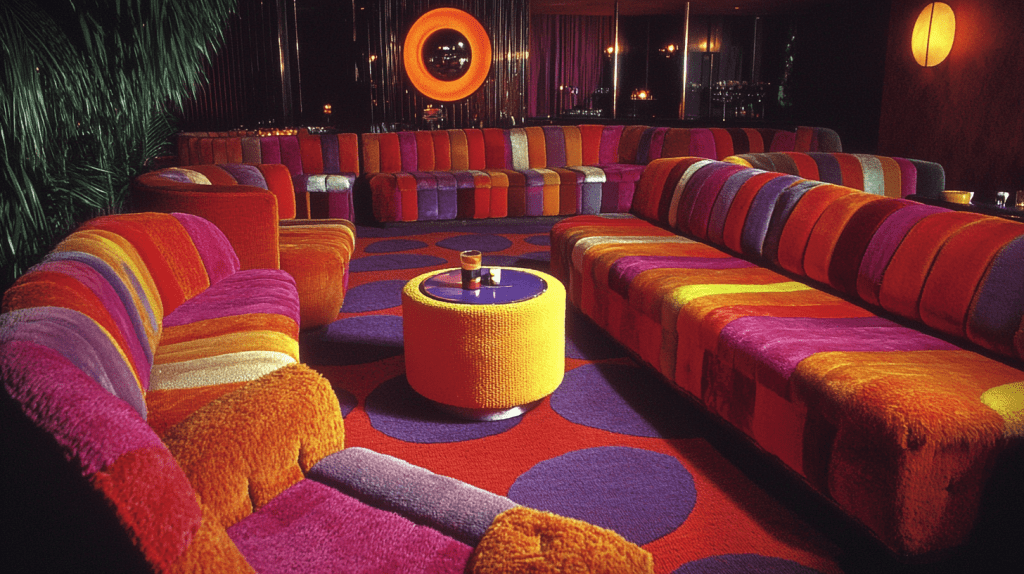 Geometric Shapes Plush upholstered seating disco nightclub