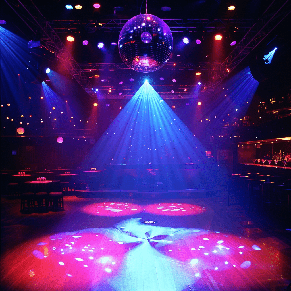 Disco Club with a Large Dazzling Disco Ball