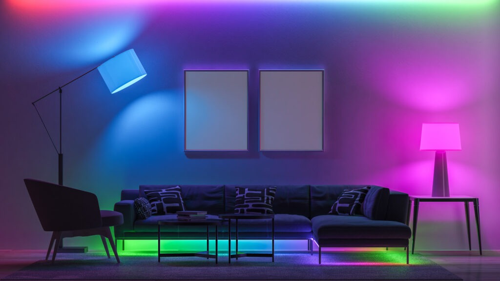 Multicolored lighting in livingroom