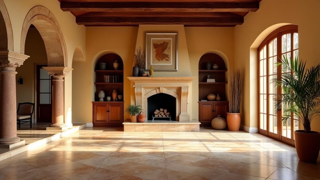elegant incorporation of travertine
