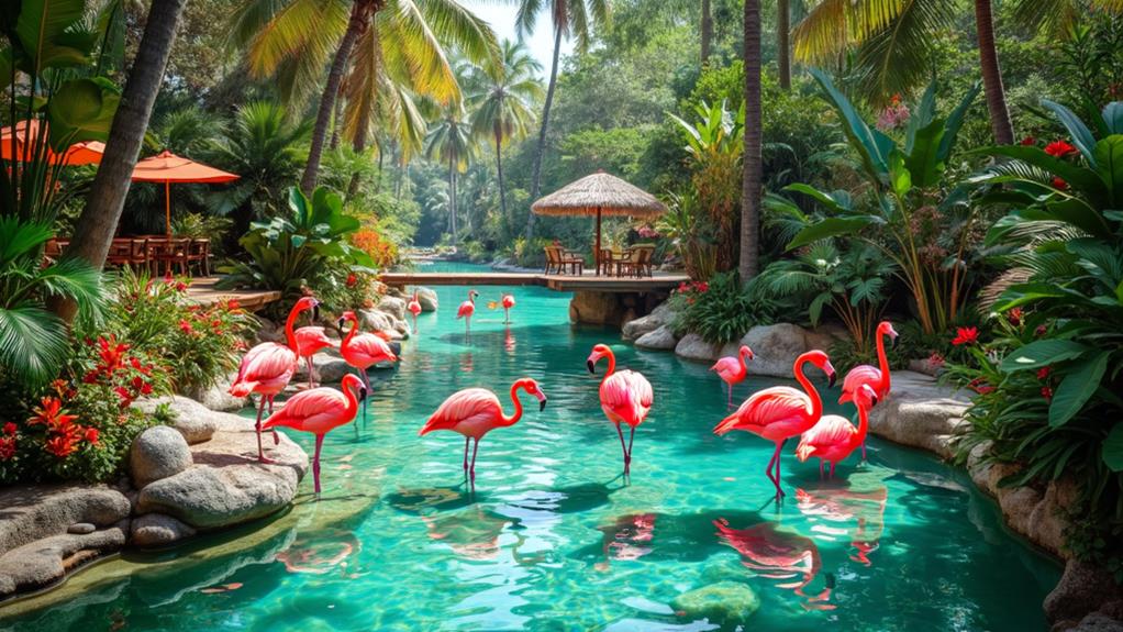 flamingo themed recreational spaces