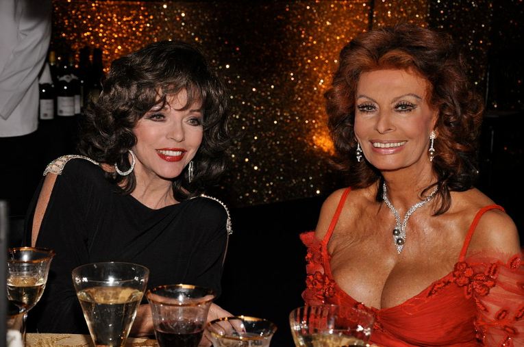 Famous Actor Joan Collins with fellow Sophia Loren 