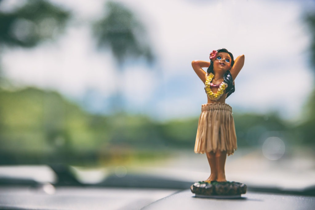 a hula girl dashboard doll