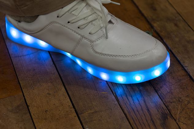 a white LED light-up shoes