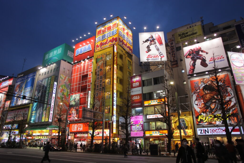 Akihabara-district-of-Tokyo-is-popular-with-anime-and-manga-fans-as-well-as-otaku-subculture-in-Japan