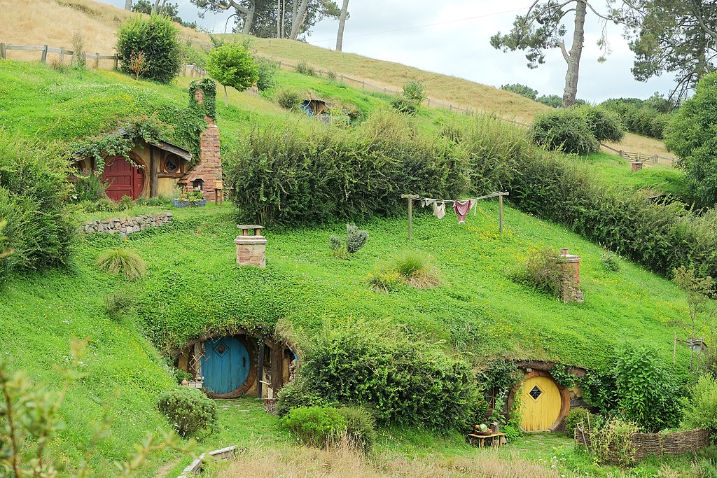 The Lord of the Rings "Hobbiton" film set was renovated and re-used for The Hobbit trilogy, and is maintained to that standard for set tours.